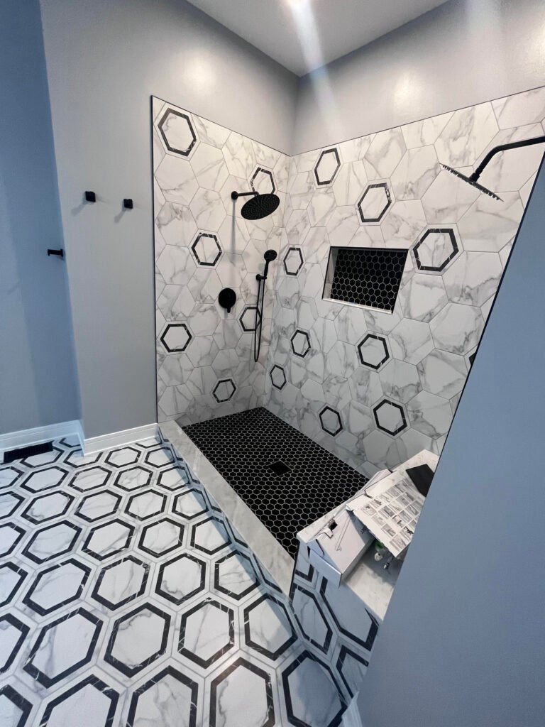 shower . black stone