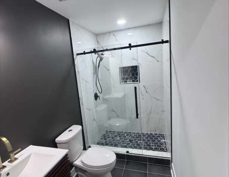 brilliant shower update with black stones