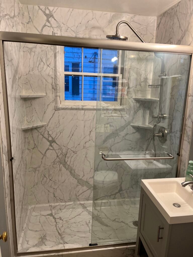 Modern bathroom with marble shower design